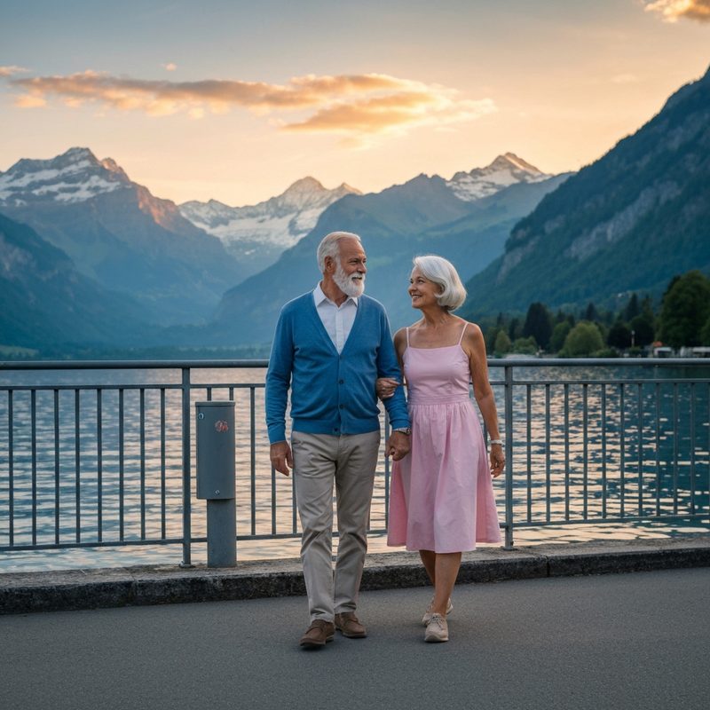 Zufriedene Seniorin liest Informationen zur Praemienverbilligung